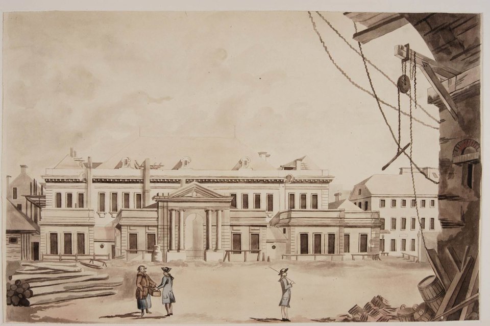 Teatr Narodowy na Placu Krasińskich w Warszawie Źródło: Zygmunta Vogla, Teatr Narodowy na Placu Krasińskich w Warszawie, ok. 1791, domena publiczna.
