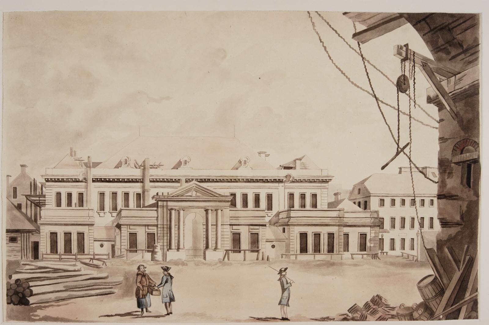 Teatr Narodowy na Placu Krasińskich w Warszawie Źródło: Zygmunta Vogla, Teatr Narodowy na Placu Krasińskich w Warszawie, ok. 1791, domena publiczna.