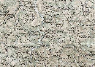 Wlen i okolice na austrowęgierskiej mapie wojskowej z 1896 roku