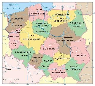 Mapa administracyjna Polski z 1999 roku