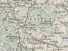 Okolice Chocianowa na austrowęgierskiej mapie wojskowej z 1896 roku