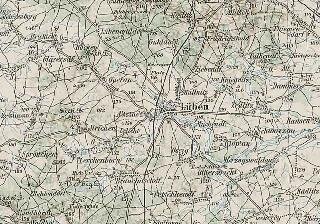 Okolice Lubina na austrowęgierskiej mapie wojskowej z 1896 roku